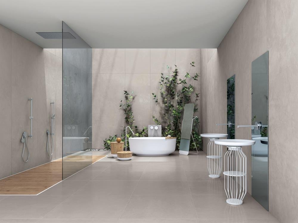 obklady imitace betonu velkoformátové obklady a dlažby v koupelně