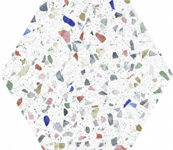 Terrazzo dlažba/obklad hexagon Bílá, Multicolor 25cm* 