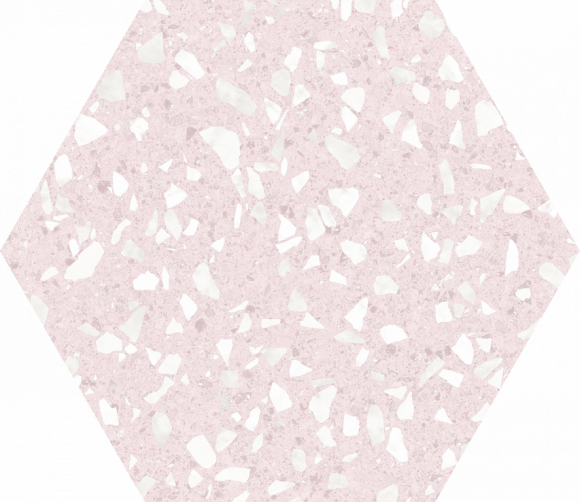 Terrazzo dlažba/obklad hexagon Bílá, Růžová 25cm* 