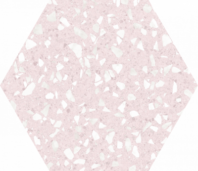 Terrazzo dlažba/obklad hexagon Bílá, Růžová 25cm*